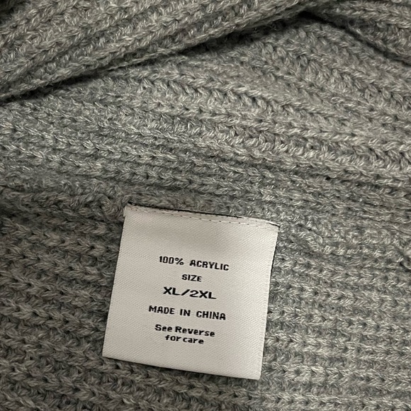 SOLD! THE BEACH PEOPLE Gray Twin Palms Chunky Knit Open Front Cardigan XL/2XL - Picture 9 of 16